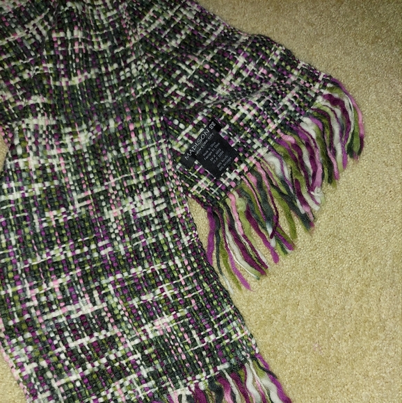 Madison 88~Multicolored Purple Green Woven Knit Scarf Tassel Details - Picture 9 of 13